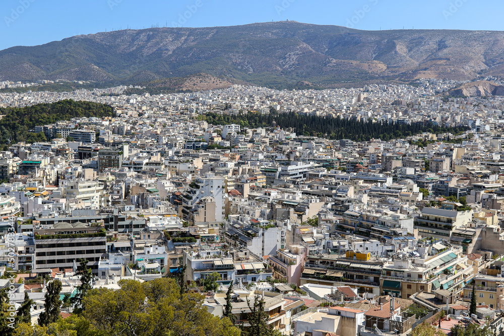 Expansive panoramic view of Athens, Greece