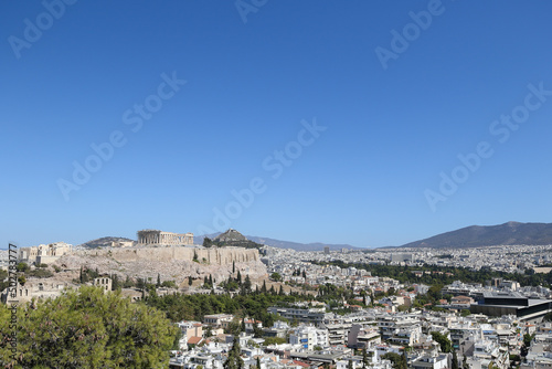 Expansive view of the Acropolis with Mount Lycabettus in the background, Athens, Greece © Kim
