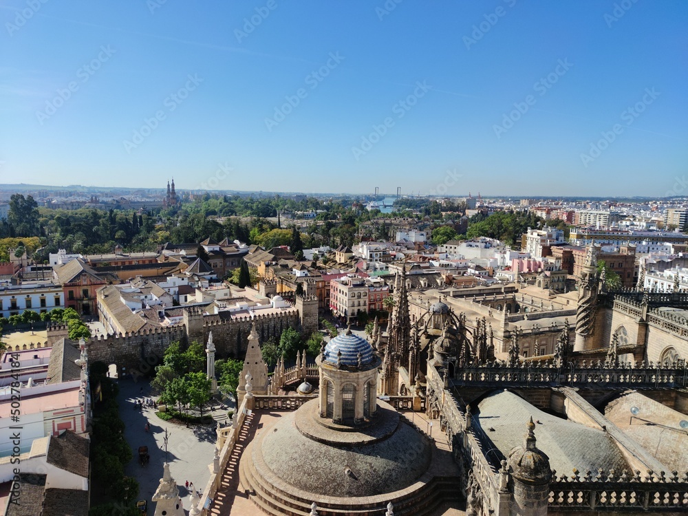 View from Giralda tower, the Cathedral of Seville, Andalusia, Spain