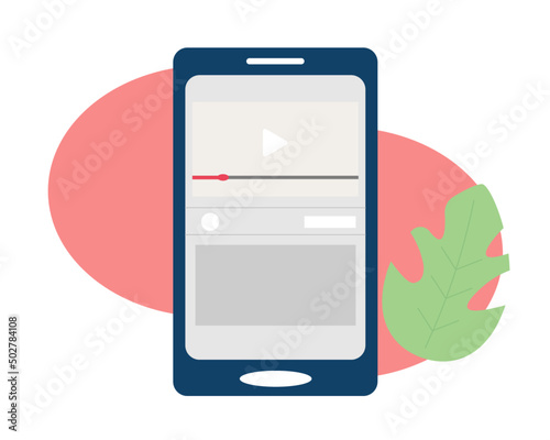 スマホと動画アプリ サイト ビデオや配信 SNS アイコン ベクターイラスト