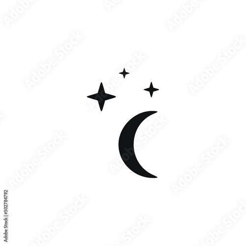 moon and stars vector stock illustration
