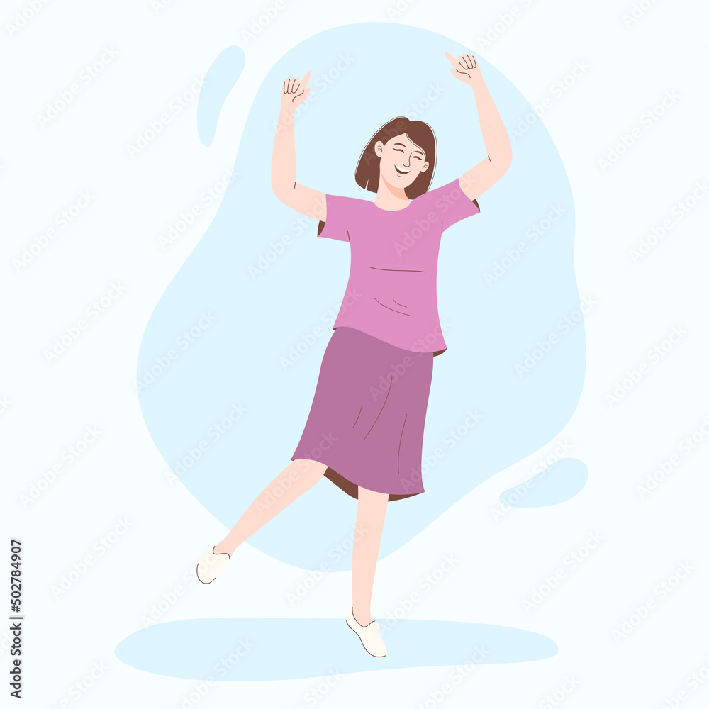 Naklejka premium Young woman dancing, character vector illustration