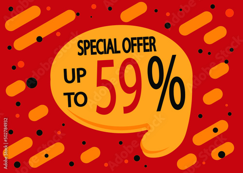 59  off. Sale banner template design. Sale special offer in red and orange.