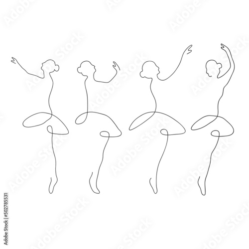 line art ballet dancer vector illurtration.