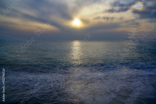 Sunset on the sea in Marina Castagneto Carducci Tuscany Italy