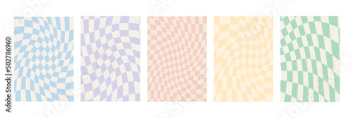 Fotomurale Set of checkerboard backgrounds in pale pastel colors