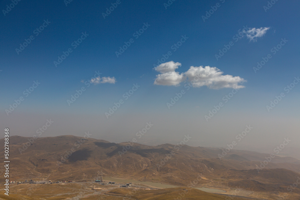 Panorama view from the mountain range of the volcano Ercias, Kayseri, Turkey