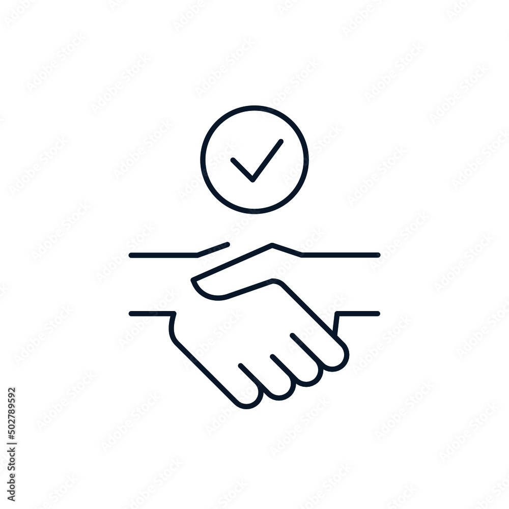 Obraz premium Partnership or mutual trust, handshake concept, negotiation compromise. Vector icon isolated on white background.