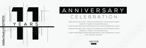 11 years anniversary celebration template, Vector illustration.