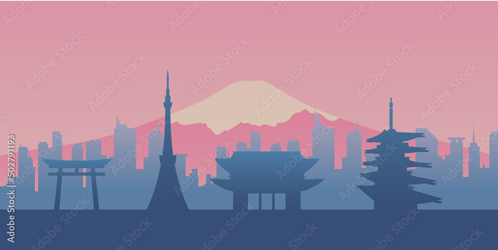 Obraz premium Silhouette of the Tokyo skyline