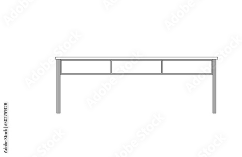 Office desk, computer workspace, writing worktable, 2D vector, home Interior furniture, flat illustration icon, table outline and filled graphic