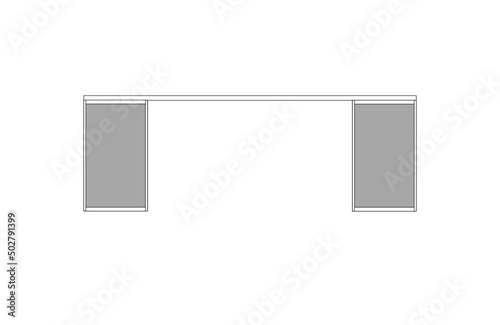 Office desk, computer workspace, writing worktable, 2D vector, home Interior furniture, flat illustration icon, table outline and filled graphic