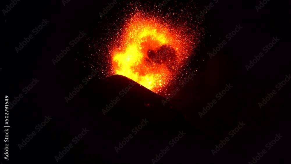 Vulcano Eruption Guatemala Close-Up 4K