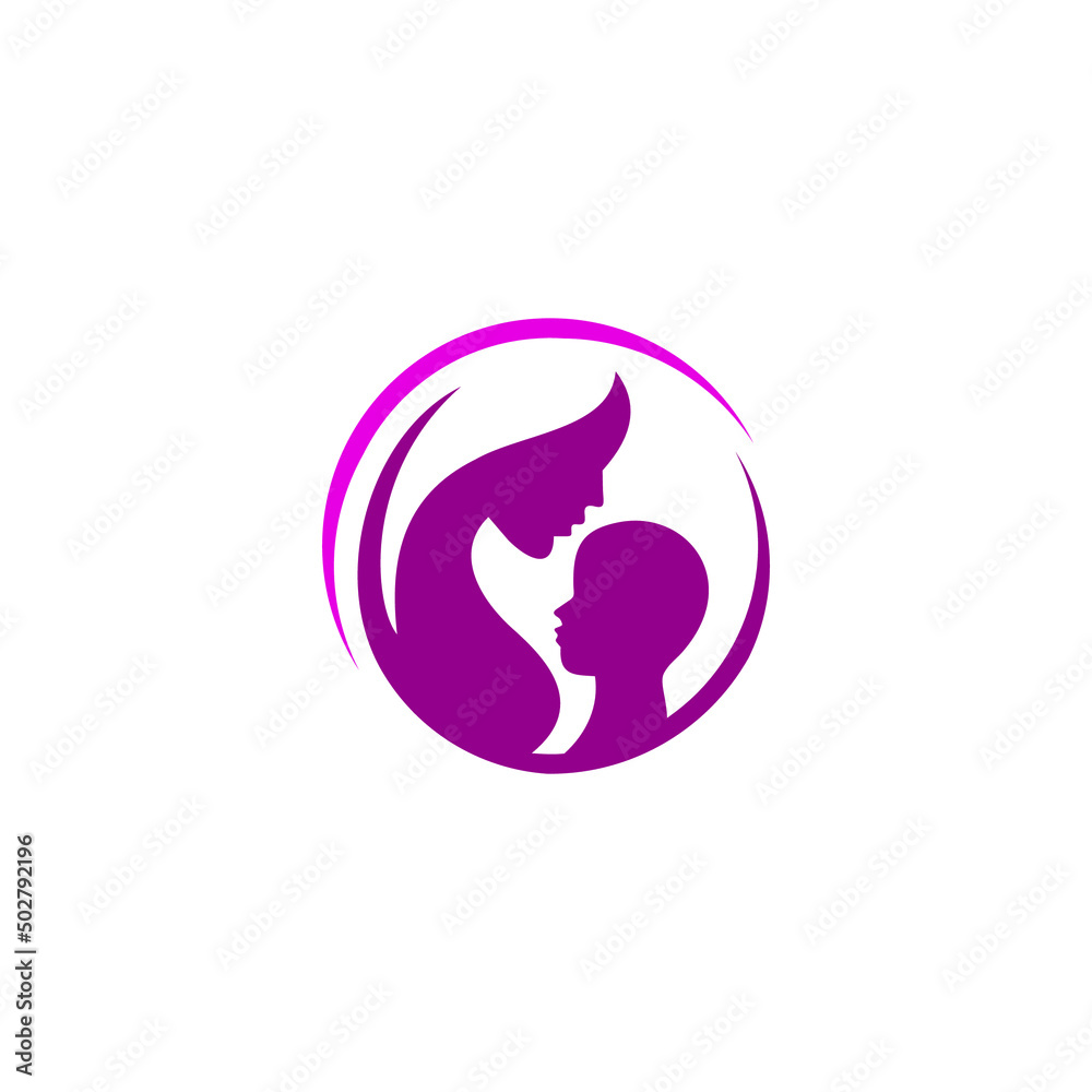 silhouette of a mother and child logo concept