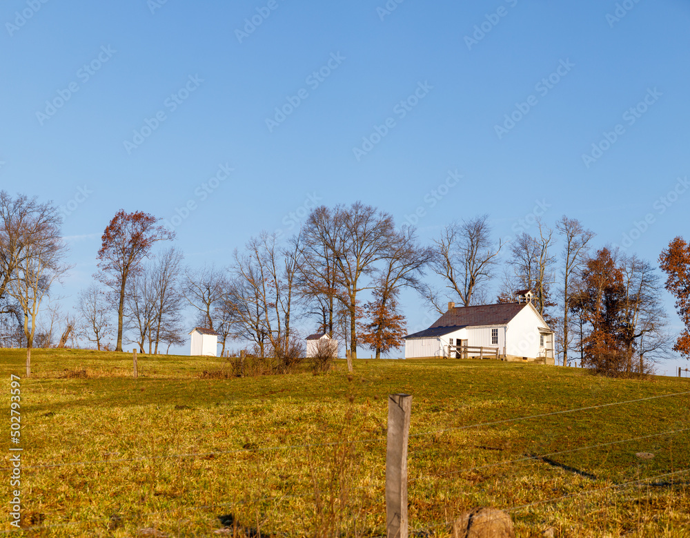 Amish Parochial School on a Wooded Hill in Holmes County, Ohio