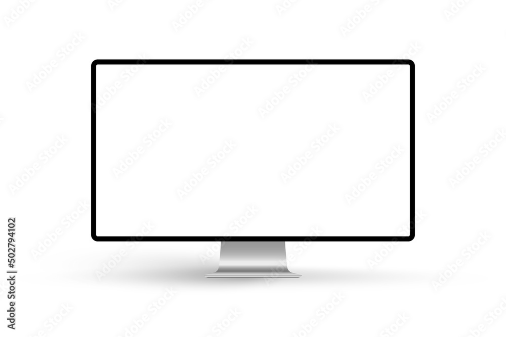 Computer monitor vector mockup with white screen isolated on white background Computer monitor vector mockup with white screen isolated on white background