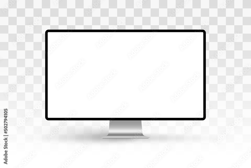 Computer monitor vector mockup with white screen isolated on transparent background Computer monitor vector mockup with white screen isolated on transparent background