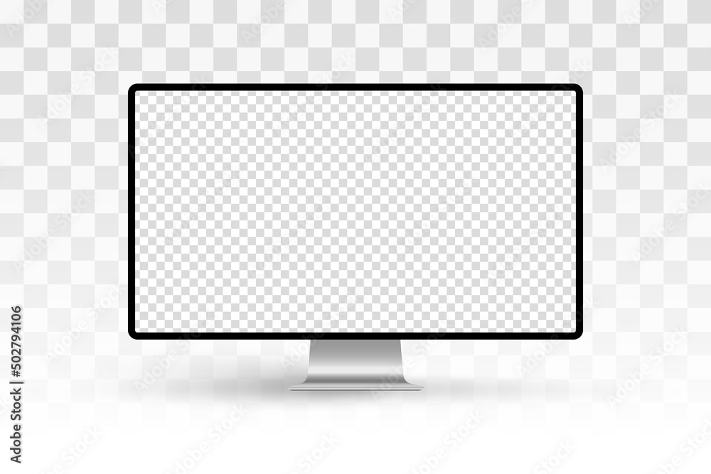 Computer monitor vector mockup with transparent screen isolated on transparent background Computer monitor vector mockup with transparent screen isolated on transparent background
