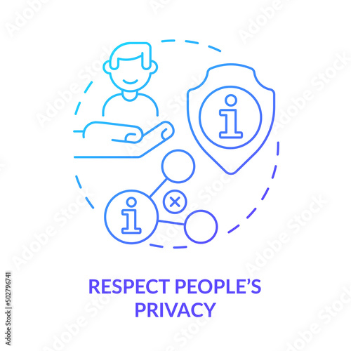 Respect people privacy blue gradient concept icon. Internet communication. Netiquette rule abstract idea thin line illustration. Isolated outline drawing. Myriad Pro-Bold font used