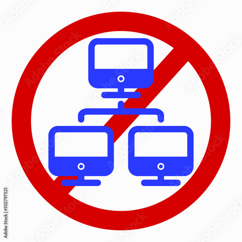 No network. There is no connection with the computer. There is no connection to the server. The network is missing. Vector icon.