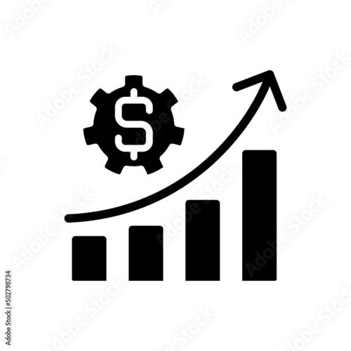 Budget black glyph icon. Estimated revenue. Tracking income and expenses. Organizing finances. Expenditure plan. Silhouette symbol on white space. Solid pictogram. Vector isolated illustration