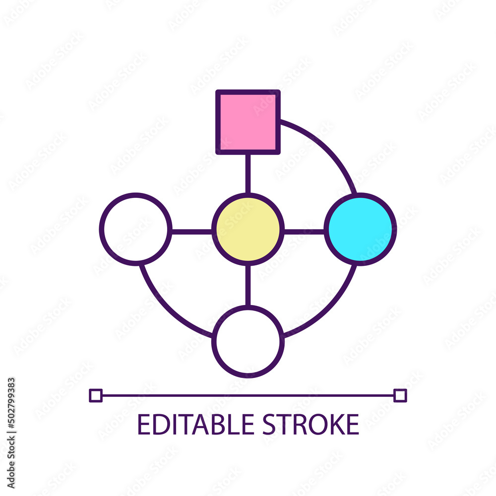 Plan scheme RGB color icon. Problem solving process. Chart and diagram. Instruction and sequence. Isolated vector illustration. Simple filled line drawing. Editable stroke. Arial font used Plan scheme RGB color icon. Problem solving process. Chart and diagram. Instruction and sequence. Isolated vector illustration. Simple filled line drawing. Editable stroke. Arial font used