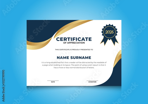 Award Or Appreciation Professional Certificate
Template. Diploma Vector Template