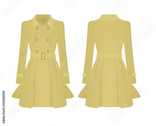 Woman beige coat. vector illustration