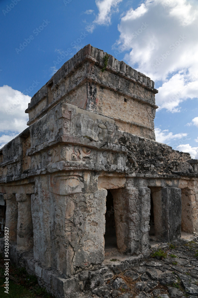 Temple of the Frescos - Mayan ruin at archeological site in Tulum, Mexico