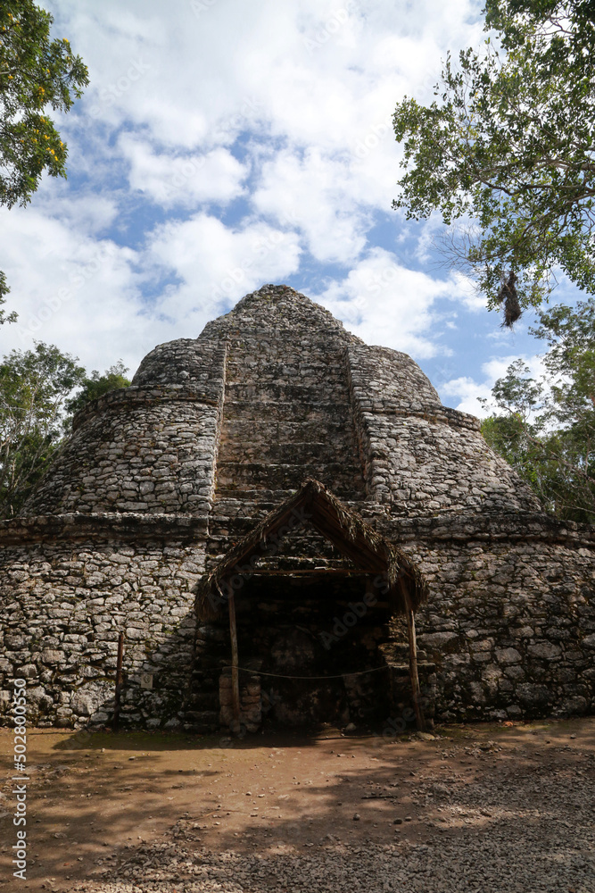 Xai-be pyramid in Coba Archeological Area, Yucatan Peninsula, Mexico