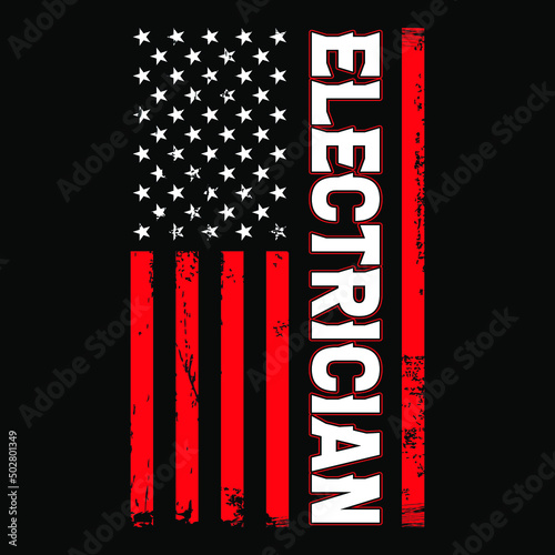 American flag with Electrician design template