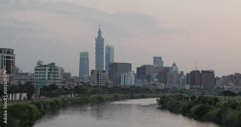 Taipei city skyline with keelung river in the evening Taipei city skyline with keelung river in the evening