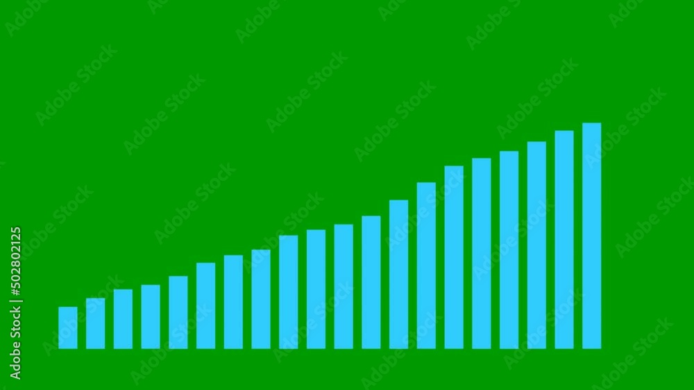Animated financial blue growth chart. Growth bar chart of economy. Vector illustration isolated on green background. Animated financial blue growth chart. Growth bar chart of economy. Vector illustration isolated on green background.