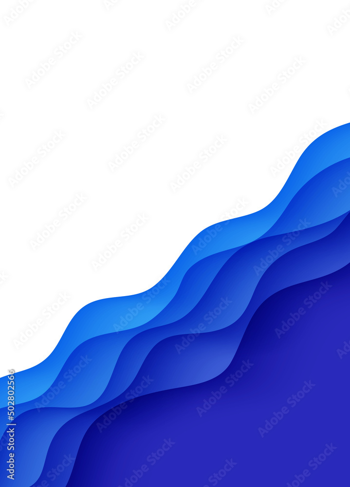 Abstract background with water waves in paper cut style. 3d wallpaper ...