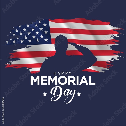 happy memorial day USA. American old soldier back view. vector illustration design