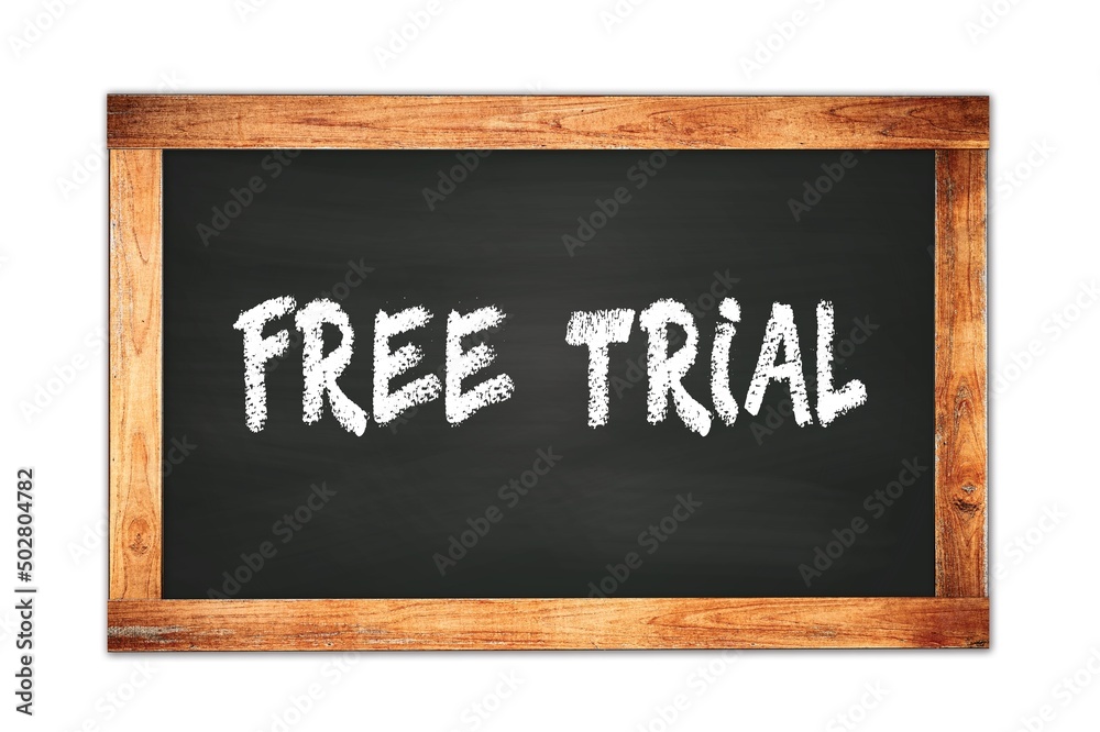 FREE  TRIAL text written on wooden frame school blackboard.