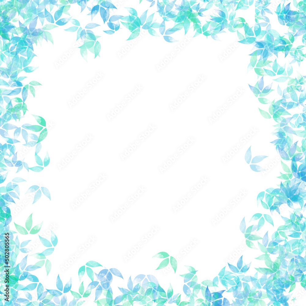 Watercolor leafy background. Frame from leaves.