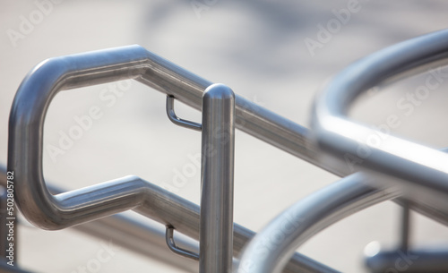 Metal railing on the stairs as a background