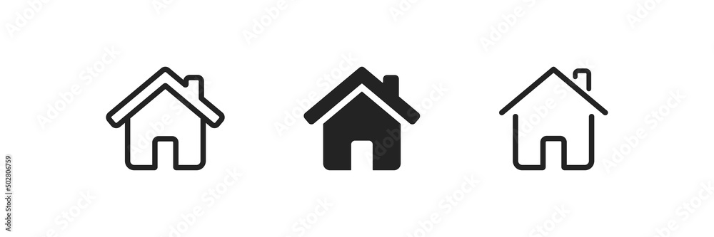 Linear, black, simple house vector icon. Flat home symbol. Simple building illustration. Linear, black, simple house vector icon. Flat home symbol. Simple building illustration.