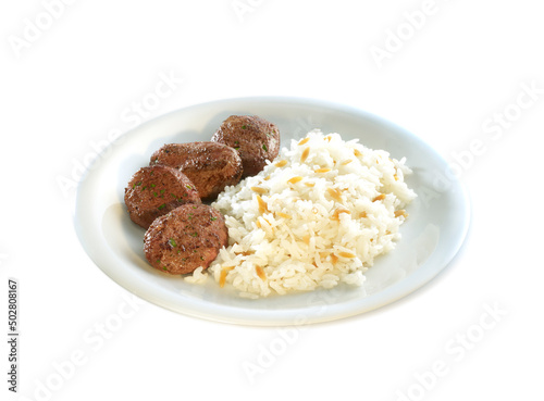 Traditional Turkish meatballs and pilaf