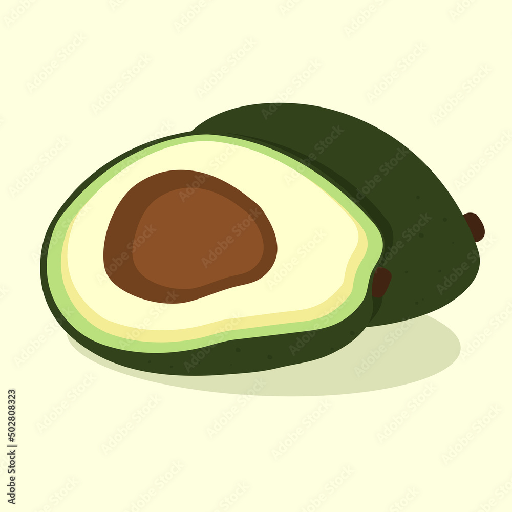 Avocado half and whole on a background of delicious superfood fruit Avocado half and whole on a background of delicious superfood fruit