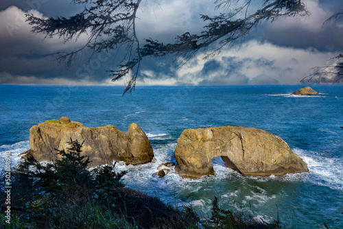 View of Arch Rock, Samuel Boardman Scenic corridor, Oregon coast photo