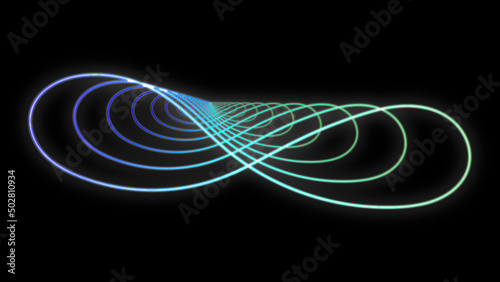 Neon azul verde Moebius Infinito fondo negro