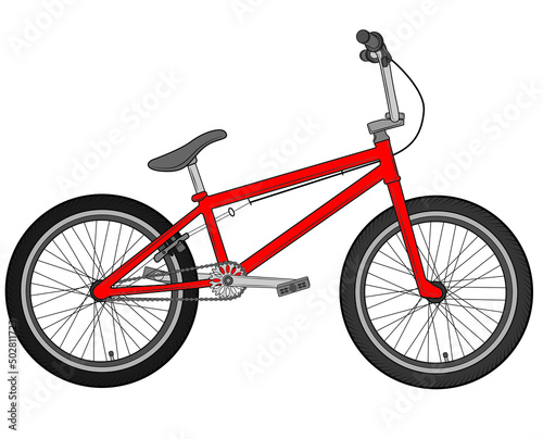 Bmx bike in isolate on white background. Sports illustration. Vector illustration.