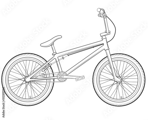 Bmx bike in isolate on white background. Sports illustration. Vector illustration.