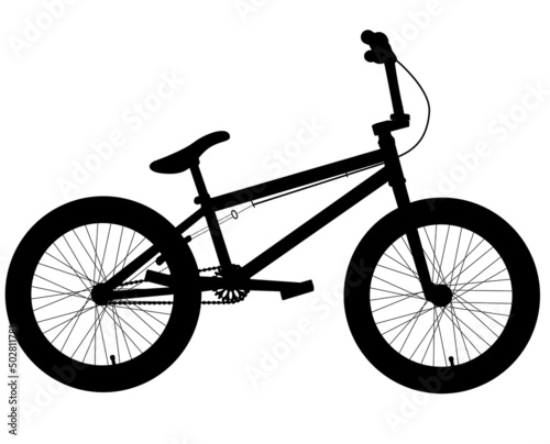 Black silhouette bmx bike in isolate on white background. Sports illustration. Vector illustration.