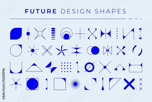 Geometric brutalist shapes. Simple primitive bold forms for poster art, abstract swiss decorative figures. Vector design