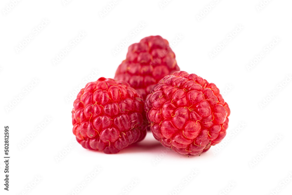Raspberry. Ripe sweet raspberry macro image on white isolated background. Close up image. Raspberry. Ripe sweet raspberry macro image on white isolated background. Close up image.