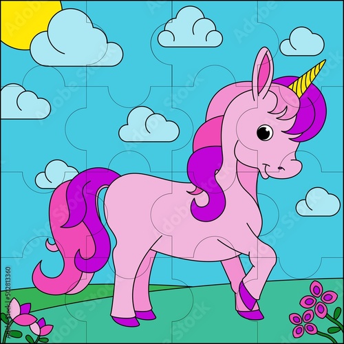 Beautiful unicorn suitable for children's puzzle vector illustration
