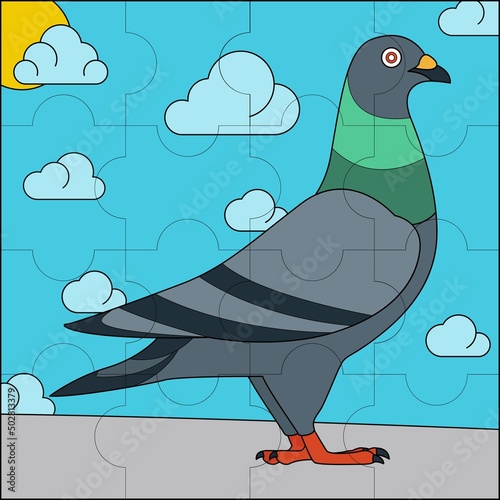 Beautiful pigeon suitable for children's puzzle vector illustration